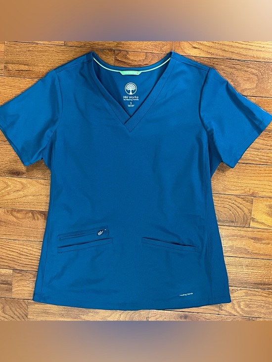 healing hands Tops - Healing Hands HH Works Teal Blue Scrub Top Women’s S V-Neck Medical Uniform